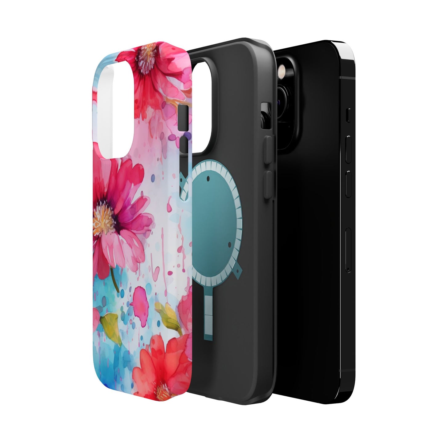 Vibrant Watercolor Red & Pink Floral - MagSafe iPhone Case