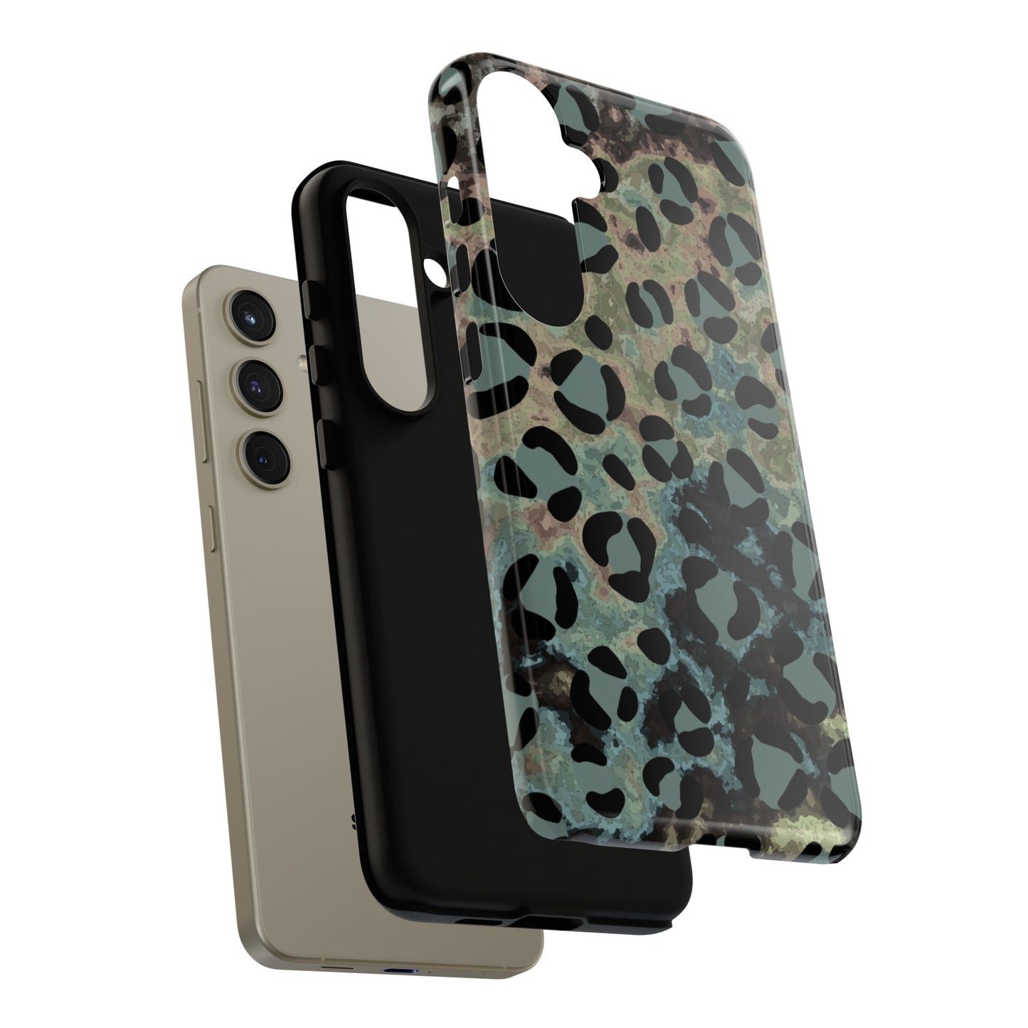 Moody Watercolor Leopard Print Tough Samsung Galaxy Case – Earthy Abstract Pattern with Dual-Layer Protection