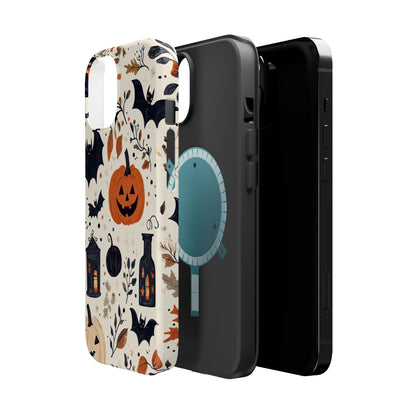 Charming Halloween MagSafe iPhone Case – Pumpkin, Bats, and Spooky Lantern Design