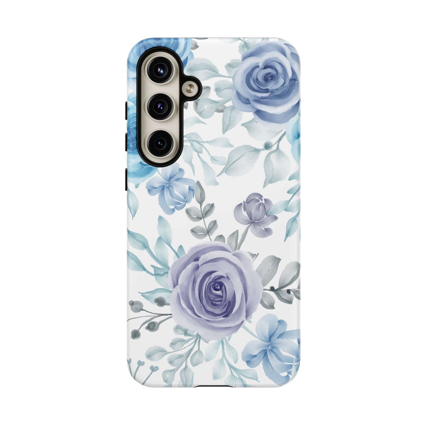 Elegant Blue & Violet Roses Samsung Galaxy Case – Artistic Floral Design for Stylish Protection