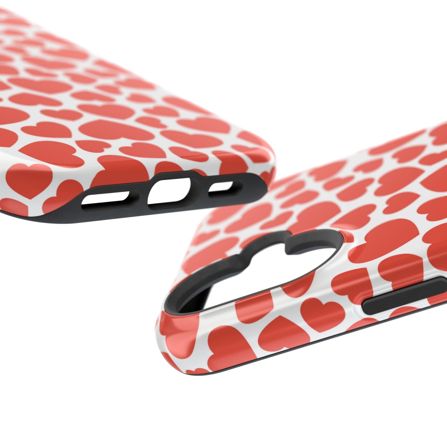 Playful White Hearts on Red MagSafe Case