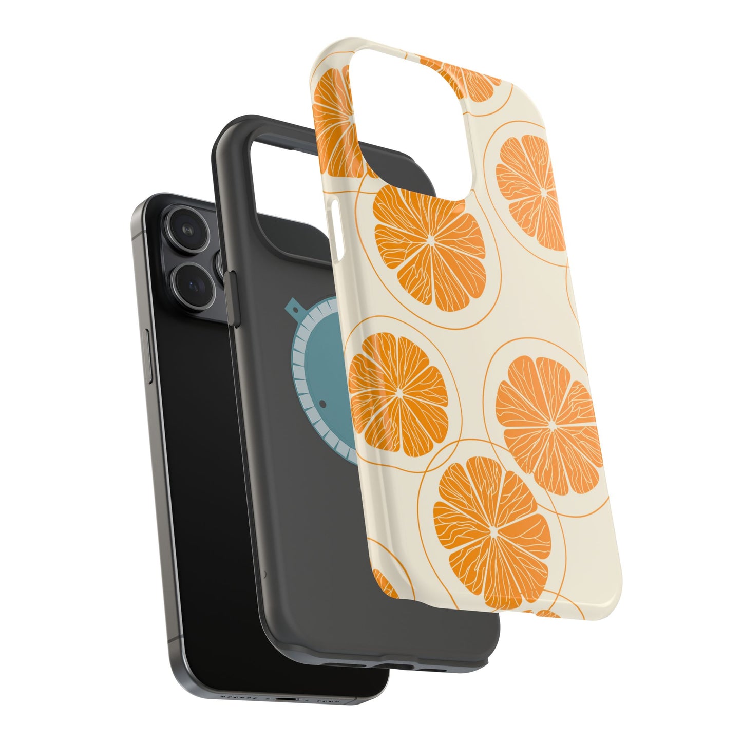 Citrus Burst Pattern Tough MagSafe iPhone Case – Bold Orange Design, Shockproof Protection