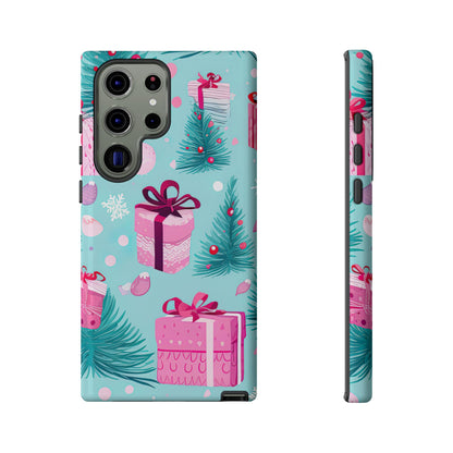 Festive Pink Christmas Gifts and Evergreen Samsung Galaxy Case – Holiday Theme, Protective Cover