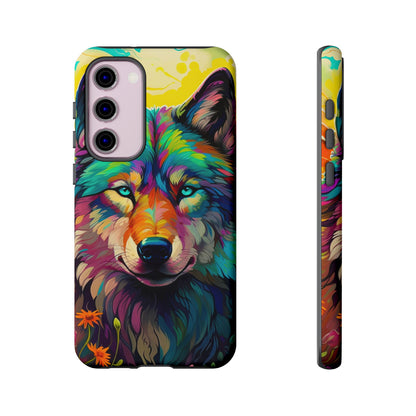 Rainbow Wolf in Bloom – Samsung Galaxy Case with Vivid Nature Design