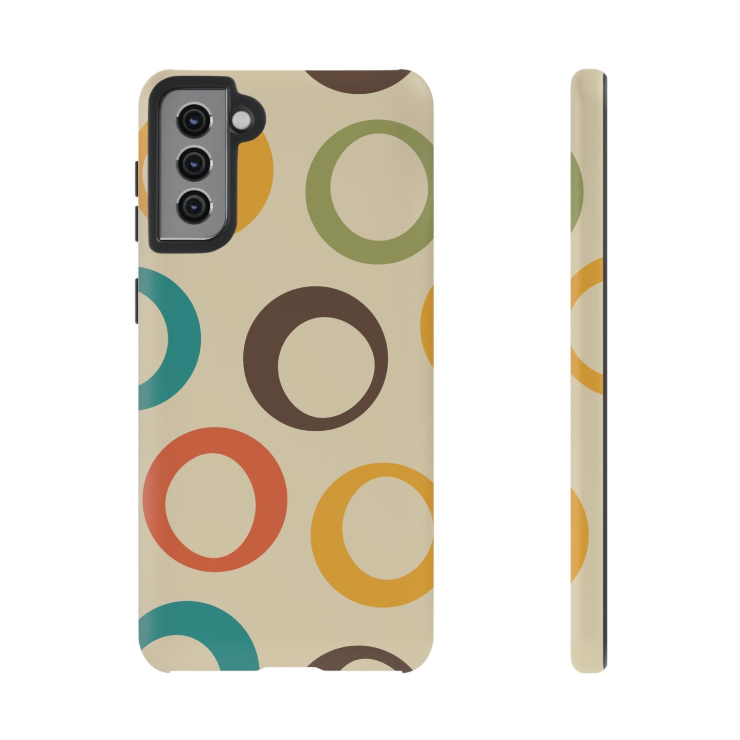 Retro Colorful Rings Samsung Galaxy Case – Shockproof, Matte Finish, Dual-Layer Protection
