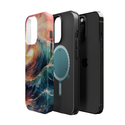 Ocean Sunrise Wave MagSafe iPhone Case – Vibrant Watercolor Wave Design