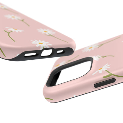 Daisy Delight Tough MagSafe iPhone Case – Cute Floral Design with Dual-Layer Protection