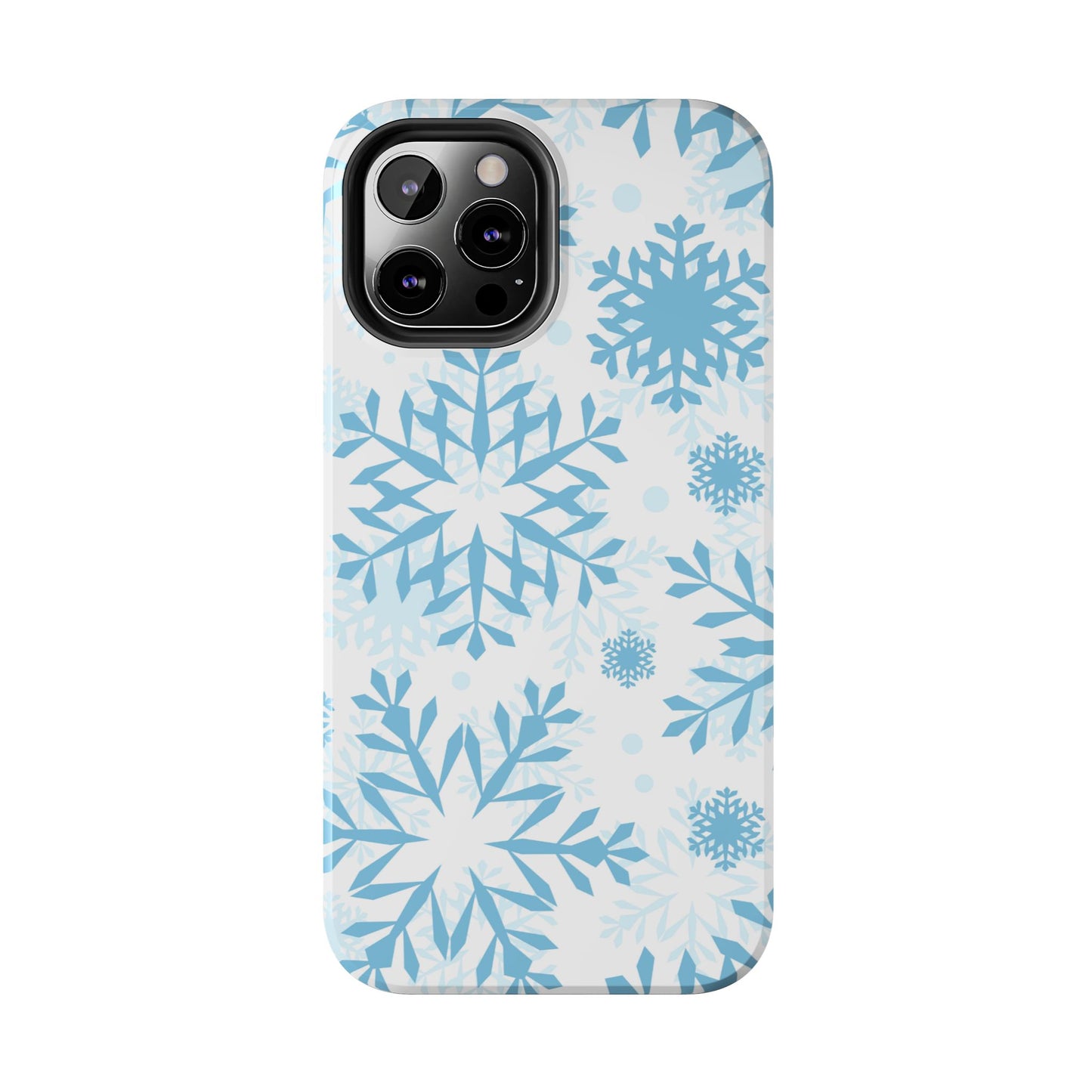 Frosty Blue Snowflakes iPhone Case – Shockproof, Smooth Matte Finish, Dual-Layer Design