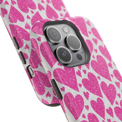 Pink Glitter Hearts Pattern MagSafe Case