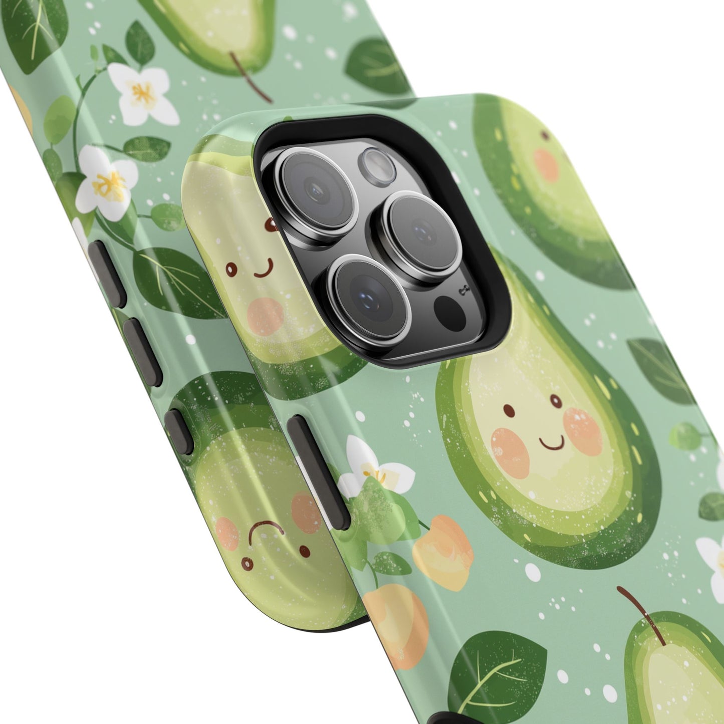 Smiling Avocados Tough MagSafe iPhone Case – Cute Avocado Design, Dual-Layer Protection