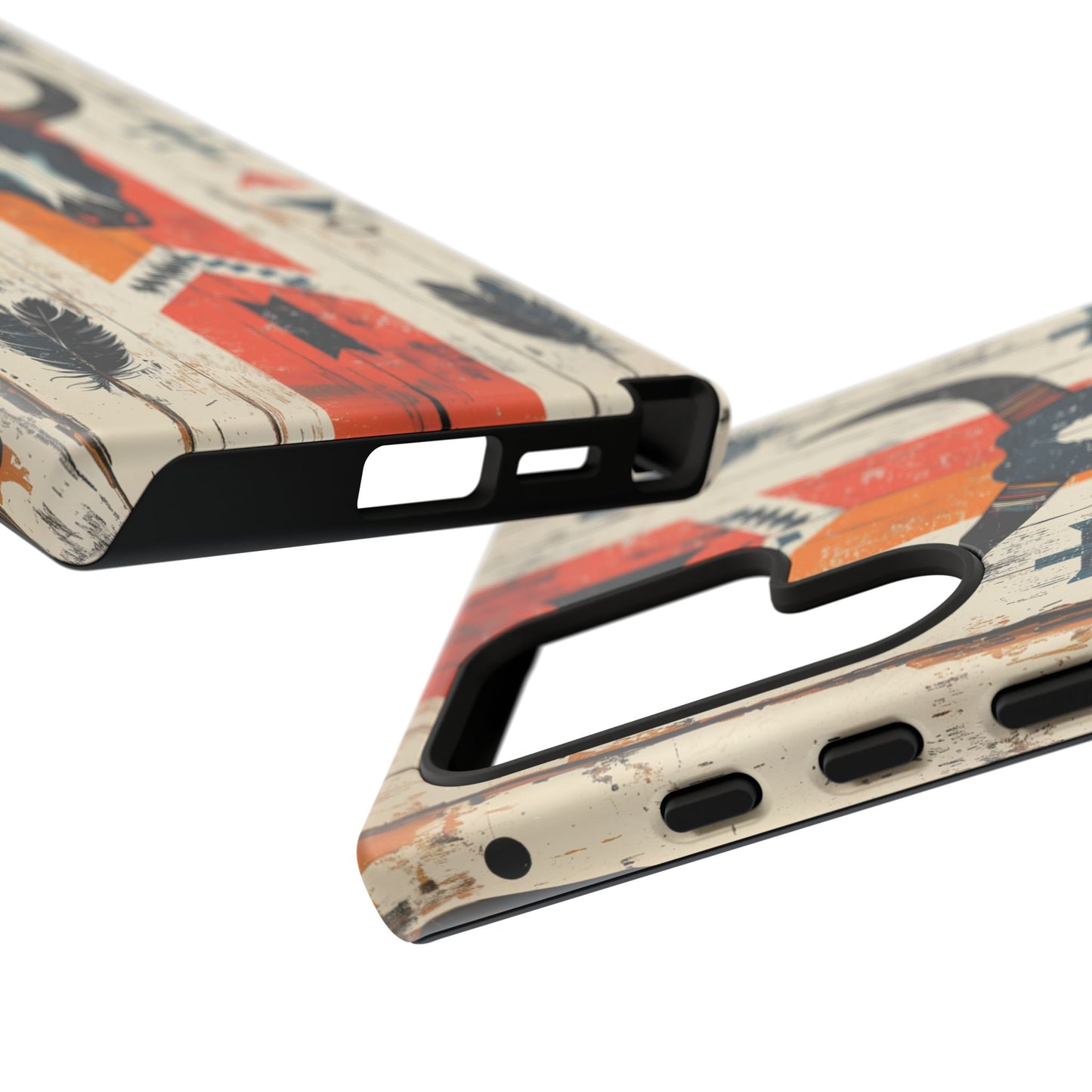 Rustic Western Bull Skull Tough Samsung Galaxy Case – Distressed Wood Design, Dual-Layer Protection