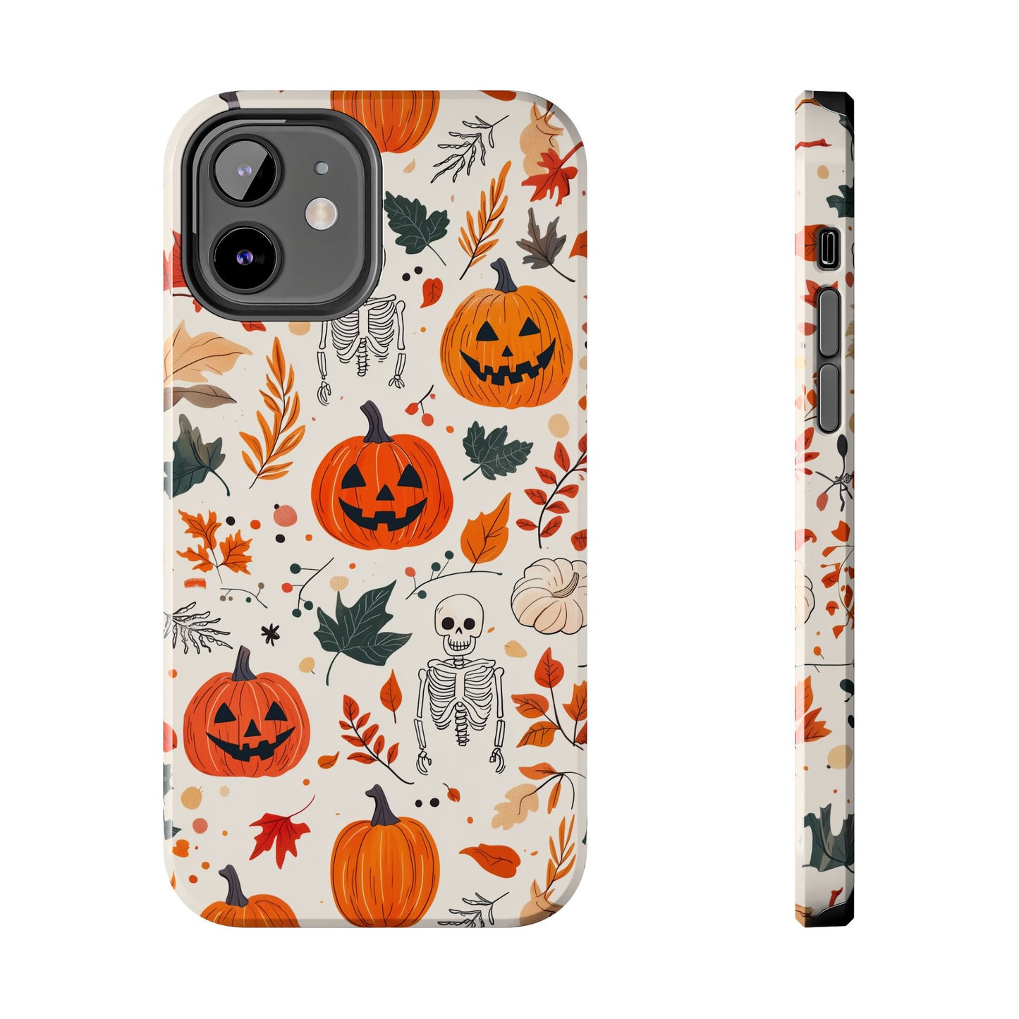 Halloween Pumpkin & Skeleton iPhone Case – Spooky Autumn Design