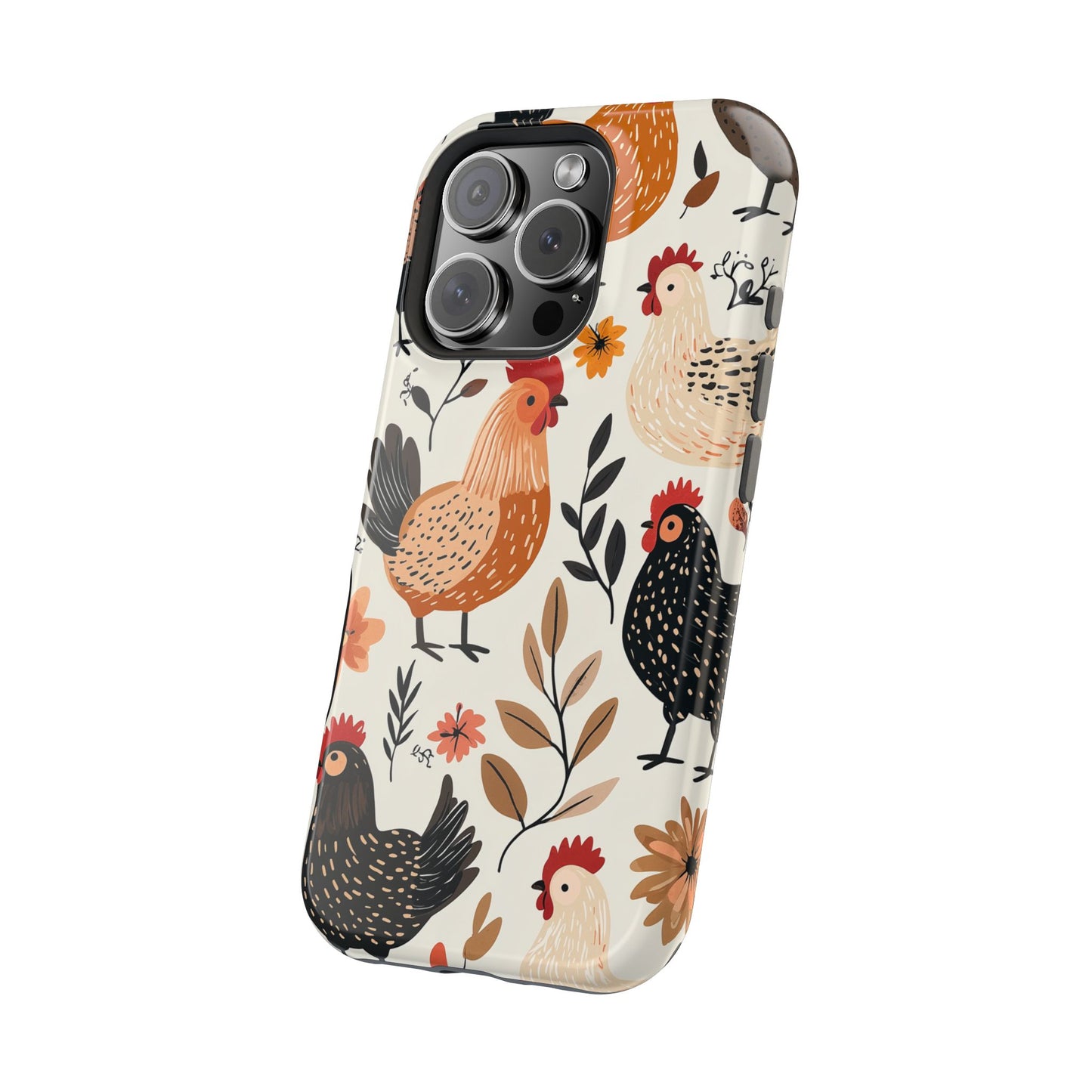 MagSafe iPhone Case: Cluckin' Vintage – Chickens & Leaves