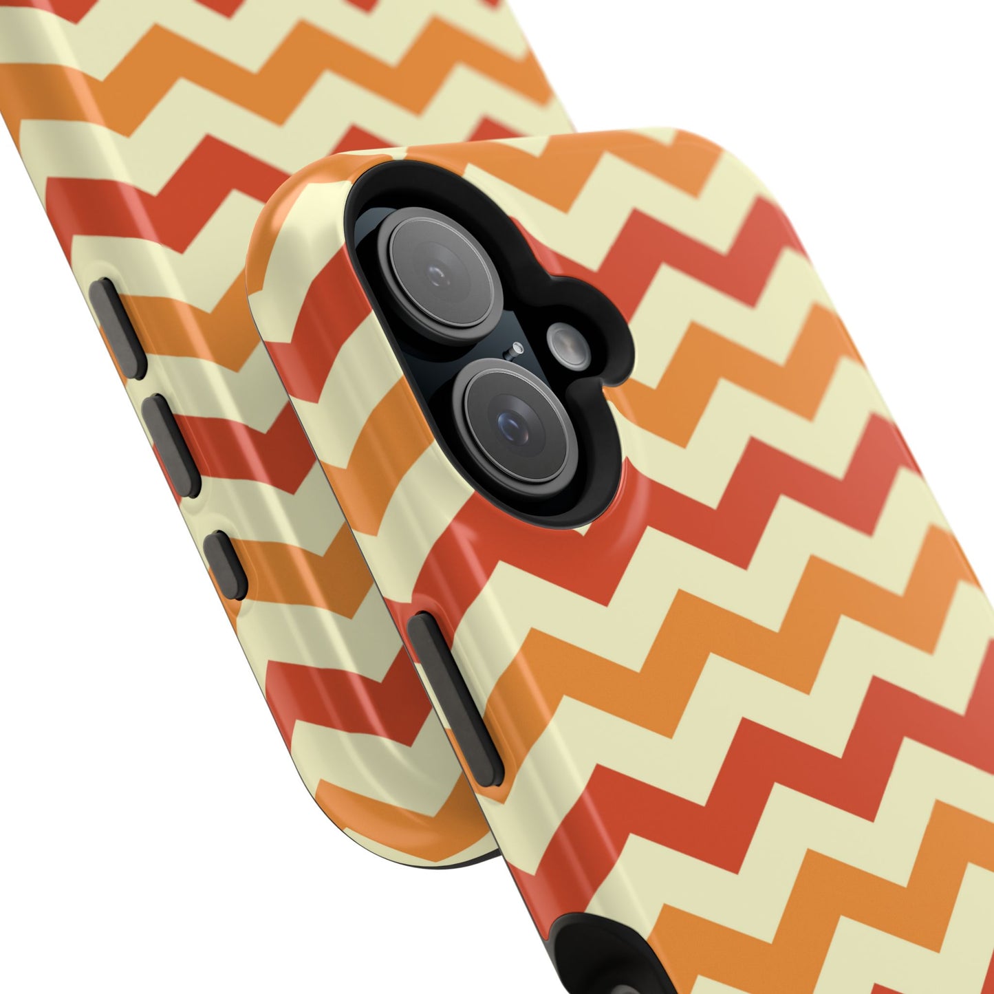 Warm Sunset Chevron – Orange, Red & Cream Geometric MagSafe iPhone Case