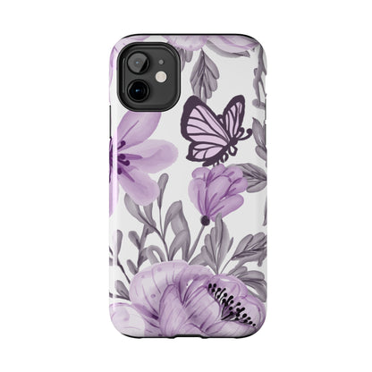 Lavender Bloom Butterfly iPhone Case – Delicate Floral Design with Watercolor Details