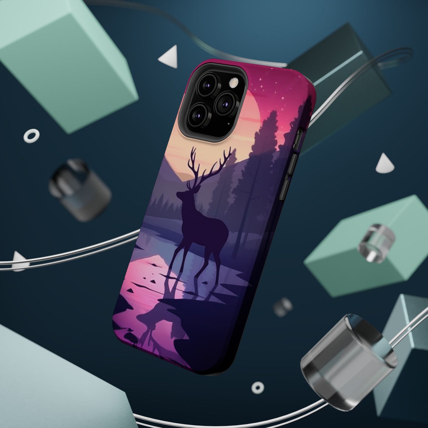 Twilight Elegance: Stag Reflection – MagSafe iPhone Case