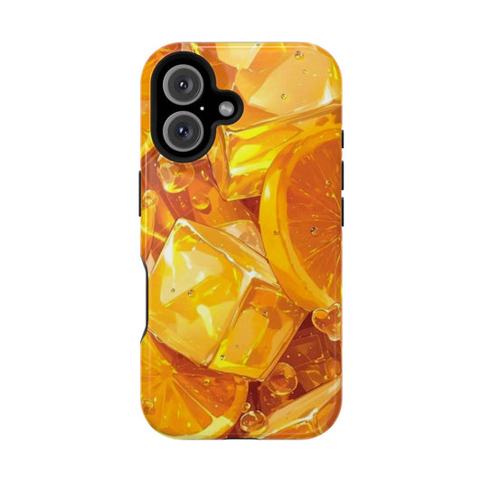 Citrus Splash MagSafe iPhone Case – Bright Orange Slices & Ice, Dual-Layer Protection