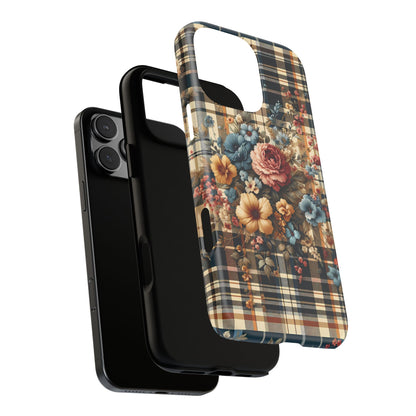 Vintage Floral Checkered Phone Case