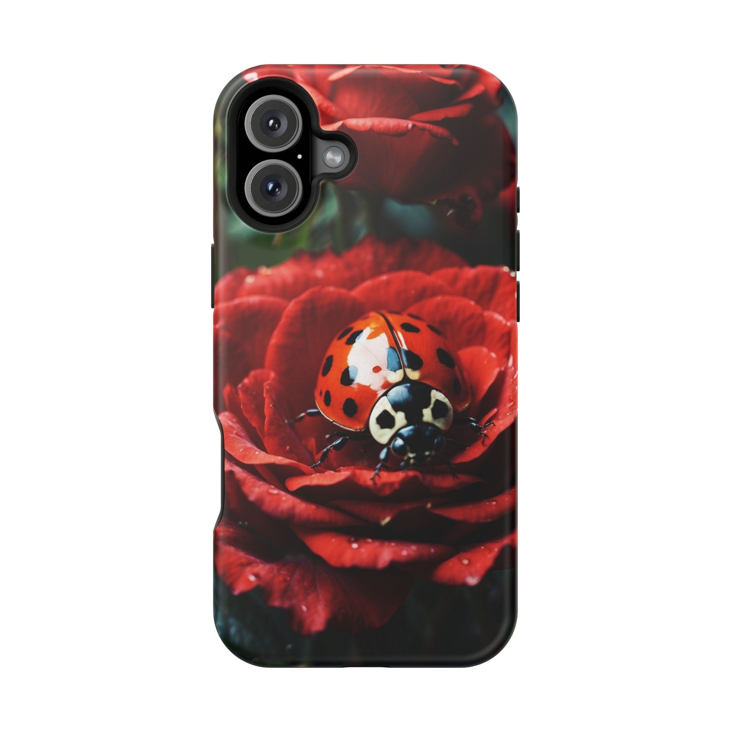 Elegant Rose & Ladybug Charm - MagSafe iPhone Case