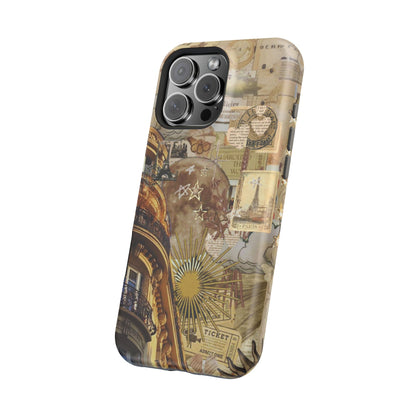 Parisian Dream Collage MagSafe iPhone Case – Dual-Layer Protection with Vintage French Aesthetic