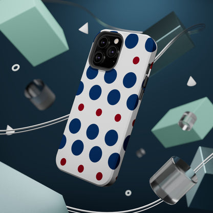 Bold Navy & Red Polka Dot Pattern – MagSafe iPhone Case