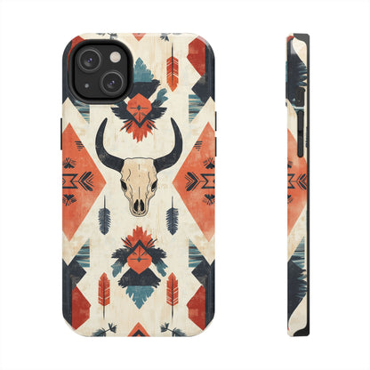 Southwestern Boho Skull Tough iPhone Case – Durable Matte Finish, Dual - Layer Protection - BOGO Cases