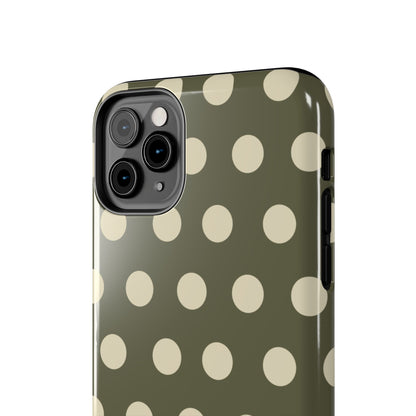 Vintage Green & Cream Polka Dots – iPhone Case