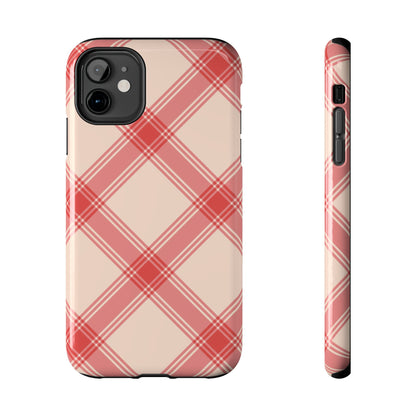 Soft Peachy Red Plaid iPhone Case