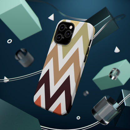 Earthy Chevron MagSafe iPhone Case – Boho-Inspired Design with Dual-Layer Protection