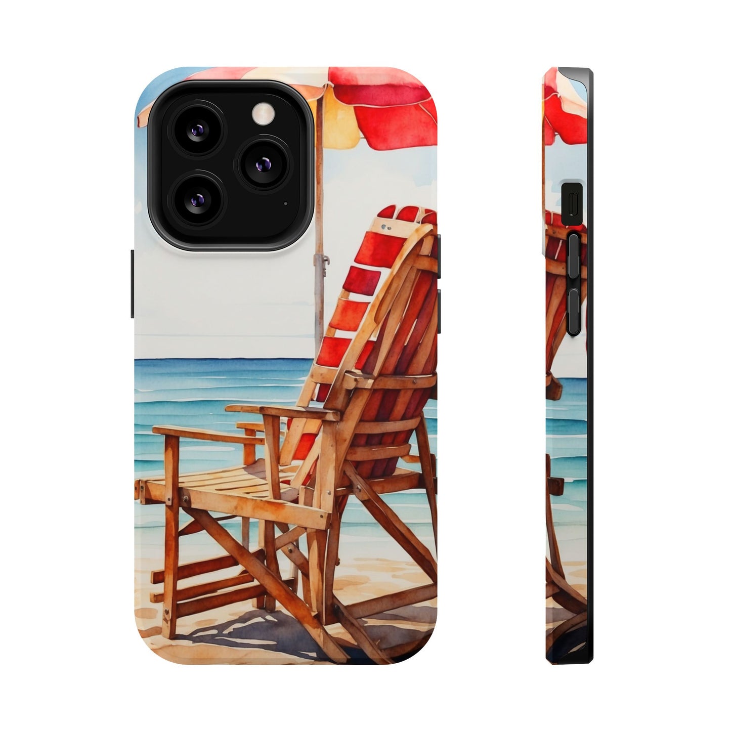 Beach Bliss MagSafe iPhone Series Case – Relaxing Seaside Chair and Umbrella Design