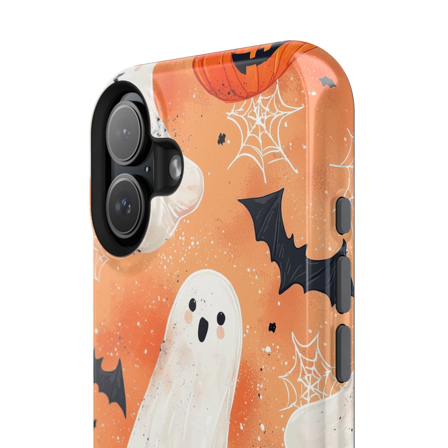 Spooky Cute Ghost MagSafe iPhone Case – Halloween Ghosts, Pumpkins, Bats & Cobwebs Design