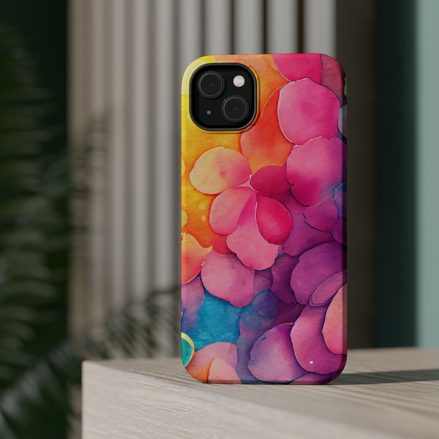 Sunset Petals Watercolor MagSafe iPhone Case – Slim Design, Glossy Finish