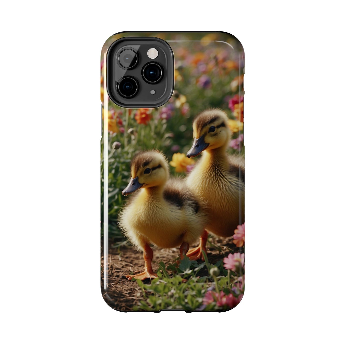 Charming Ducklings in Floral Garden - iPhone Case