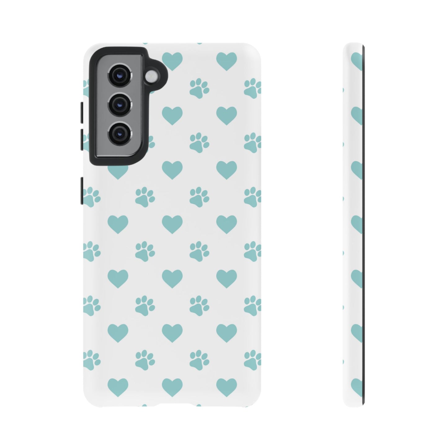 Mint Green Paw Print & Heart Samsung Galaxy Case – Cute Pet Lover’s Design