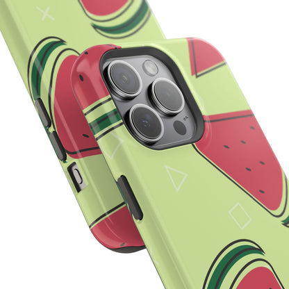 Watermelon Slice MagSafe iPhone Case – Fresh & Fun Design with Retro Geometric Pattern