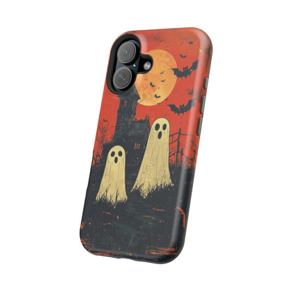 Haunted House & Ghosts MagSafe iPhone Case – Spooky Halloween Full Moon Design