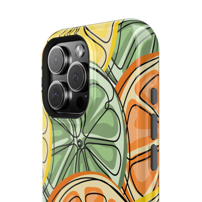 Citrus Zest Tough MagSafe iPhone Case – Bold Lime, Lemon, and Orange Design, Shockproof Protection