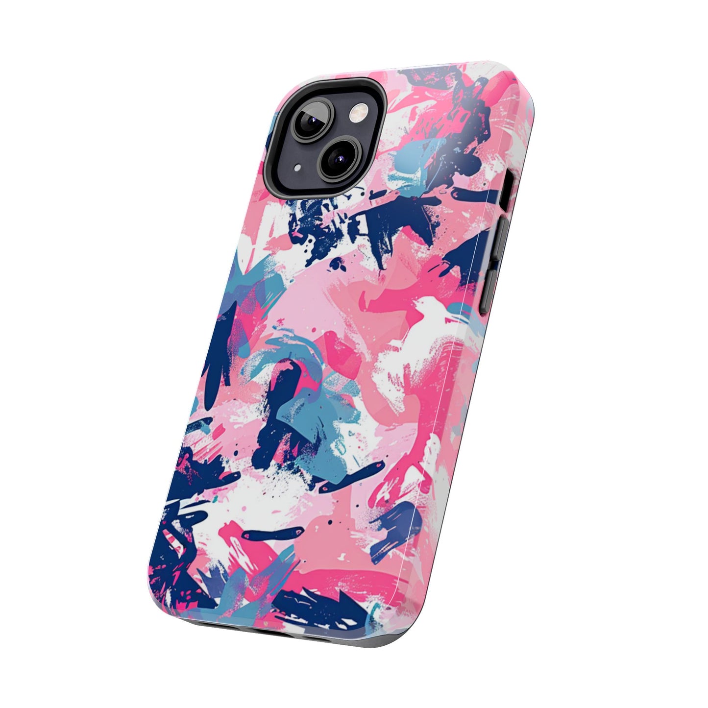 Vibrant Pink & Navy Abstract Splash – iPhone Case