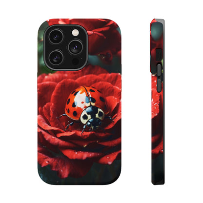 Elegant Rose & Ladybug Charm - MagSafe iPhone Case