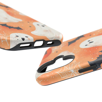 Spooky Cute Ghost MagSafe iPhone Case – Halloween Ghosts, Pumpkins, Bats & Cobwebs Design