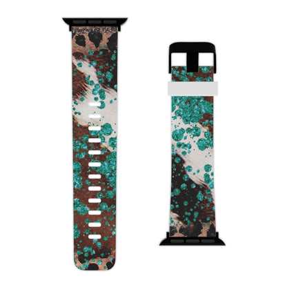 Teal Glitter Cowhide Apple Watch Band