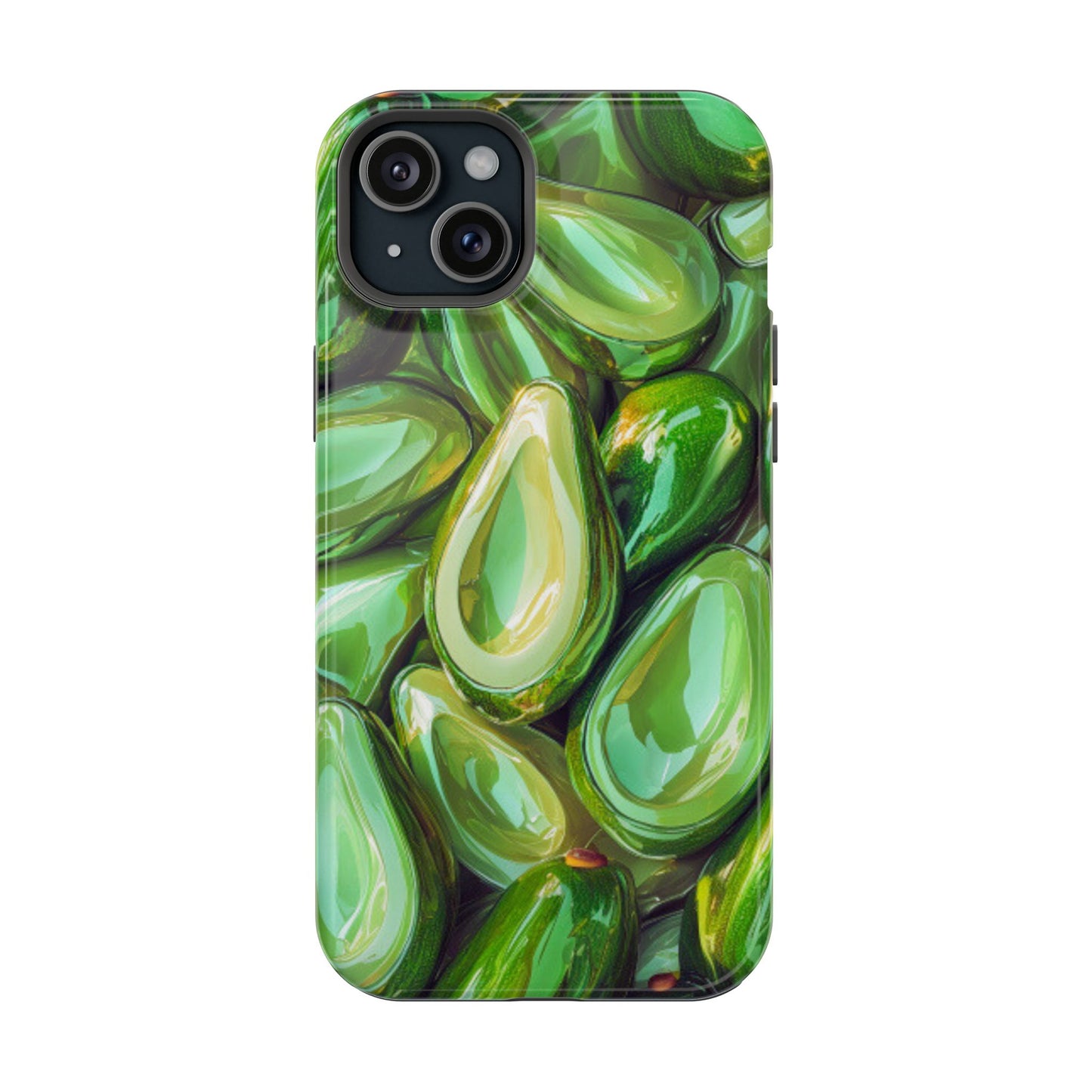 Glossy Avocado MagSafe iPhone Case – Sleek Green 3D Fruit Design, Durable and Stylish