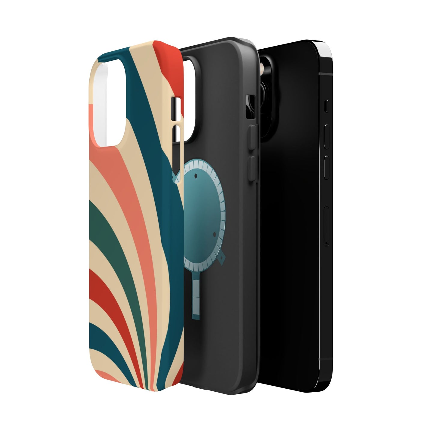 Retro Sunburst Swirl MagSafe iPhone Case – Dual-Layer Protection with Bold 70s Vibes