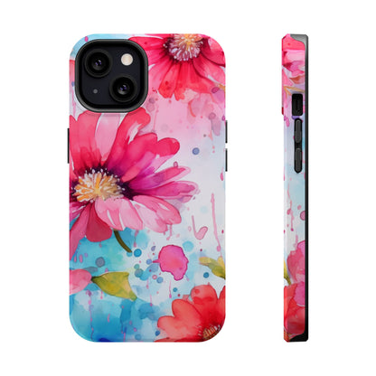 Vibrant Watercolor Red & Pink Floral - MagSafe iPhone Case