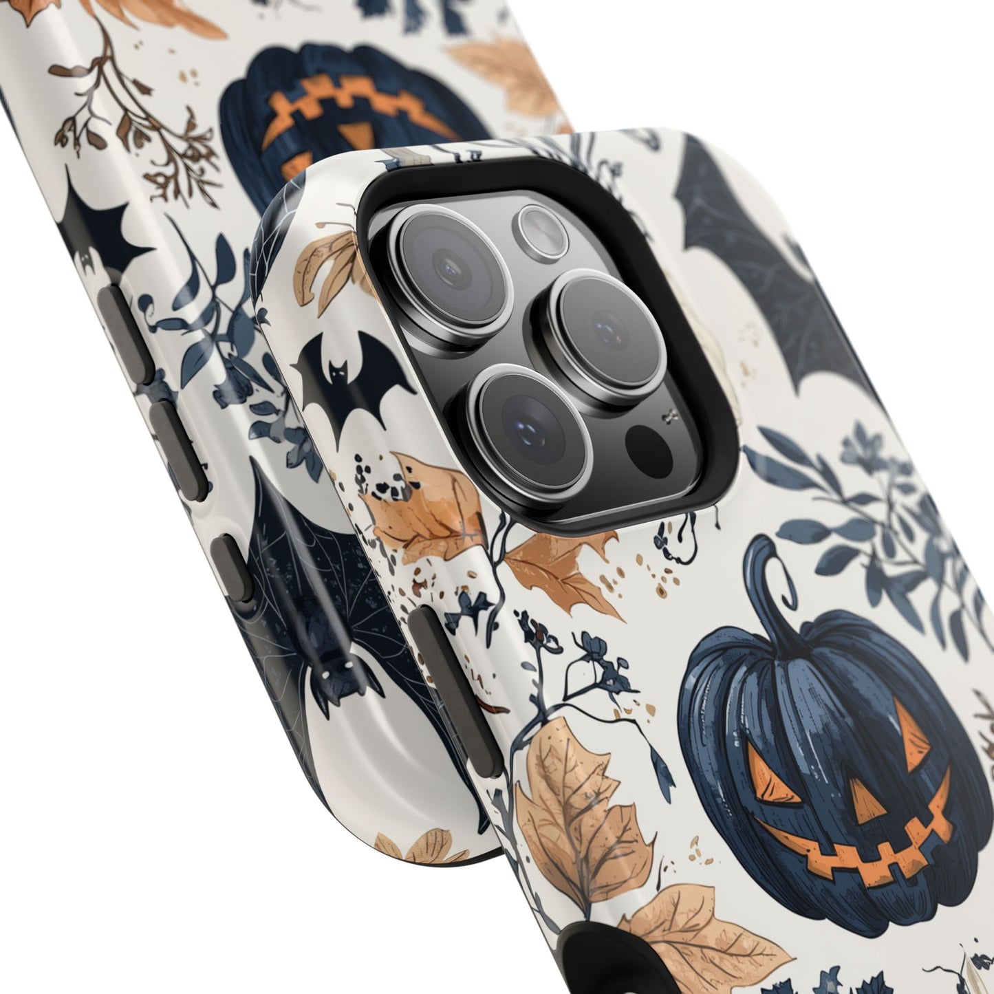 Vintage Halloween MagSafe iPhone Case – Dark Jack - o' - Lanterns, Bats, and Autumn Leaves Design - BOGO Cases