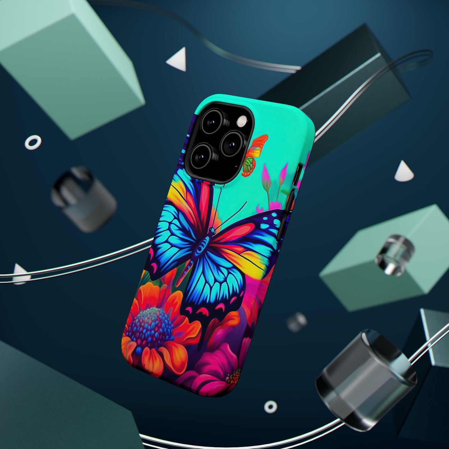 Vivid Butterfly & Floral Burst - MagSafe iPhone Case