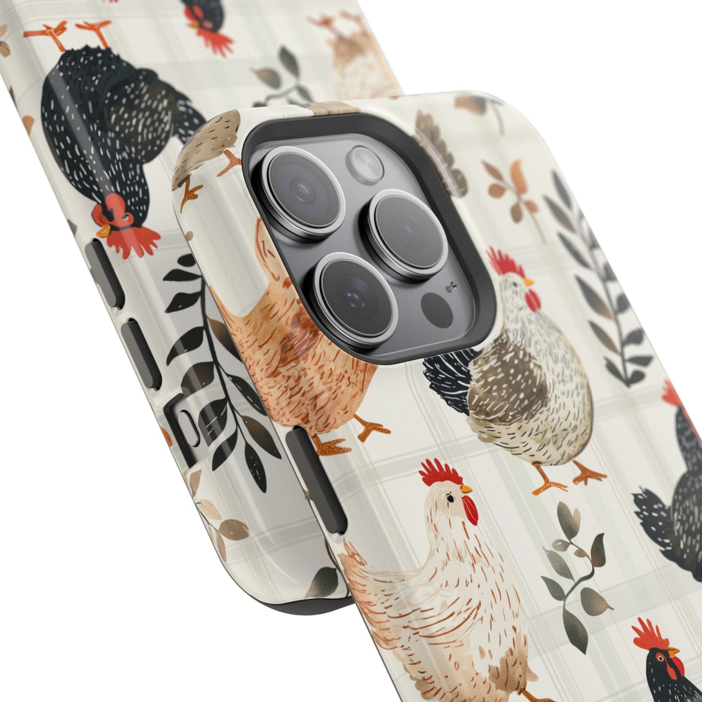 MagSafe iPhone Case: Vintage Chicken & Leaves – Farmhouse Style Case