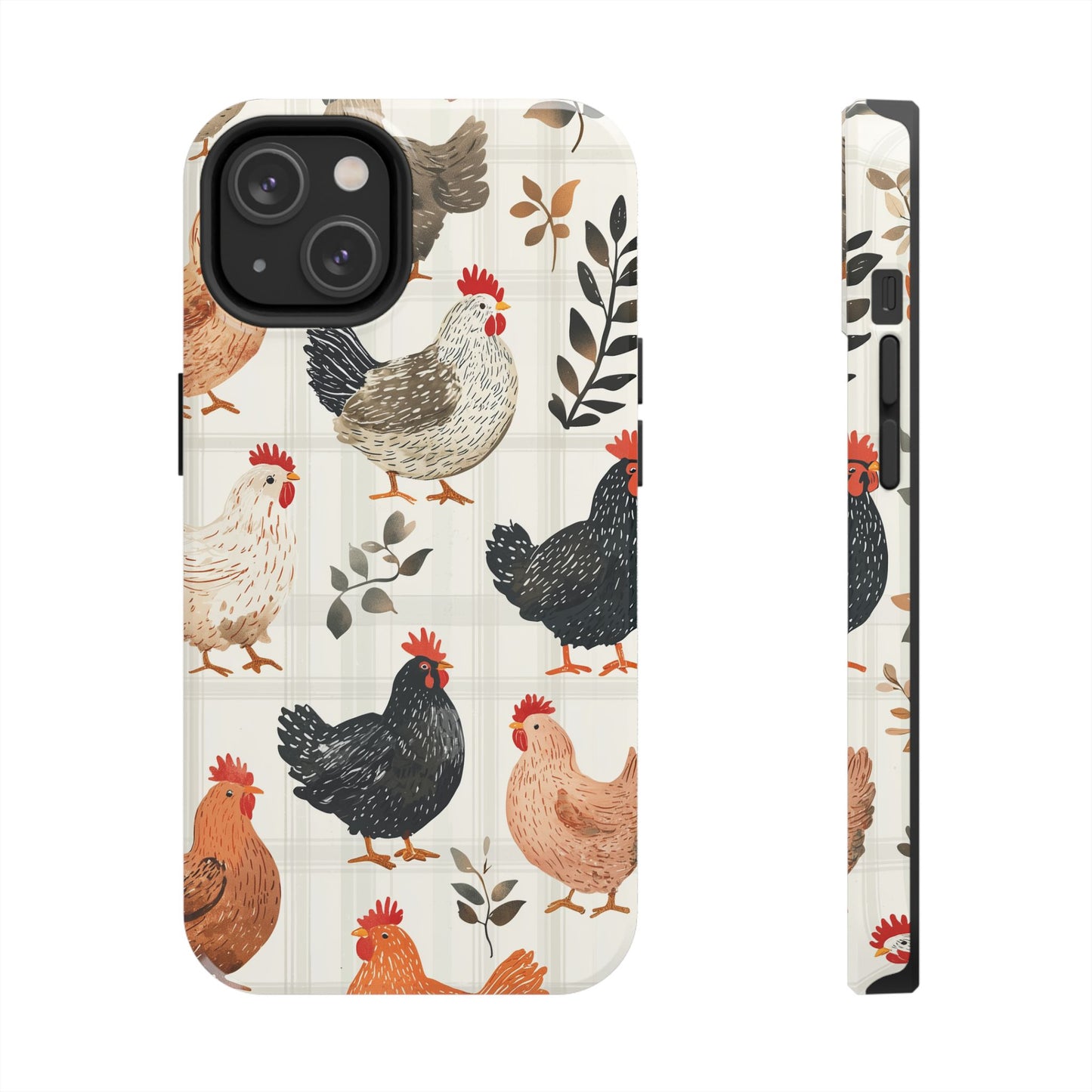 iPhone Case: Vintage Chicken & Leaves – Farmhouse Style Case