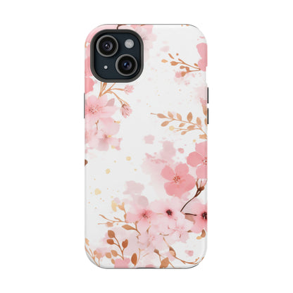 Soft Pink Cherry Blossom MagSafe Case – Floral Elegance with Wireless Charging