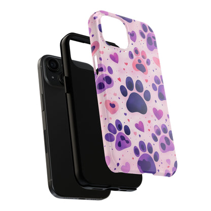 Purple Paw Print iPhone Case - Playful Pet Lover’s Protective Cover